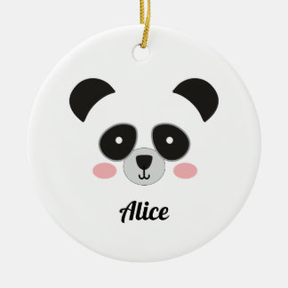Cute Kawaii Panda Christmas Ornament – Custom Name