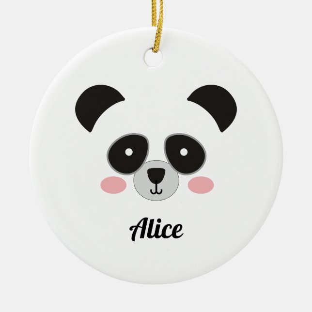 Cute Kawaii Panda Christmas Ornament – Custom Name (Framsidan)