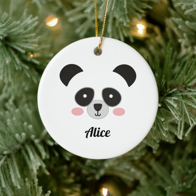 Cute Kawaii Panda Christmas Ornament – Custom Name (Träd)