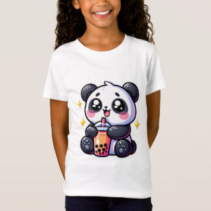 Cute Kawaii Panda Drinks Boba Bubble Tea Kawaii T Shirt