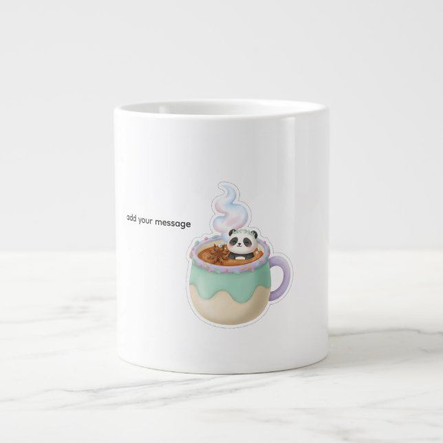 Cute Kawaii Panda in Tea Mug Illustration Jumbo Mugg (Framsidan)