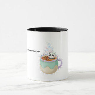 Cute Kawaii Panda in Tea Mug Illustration Mugg