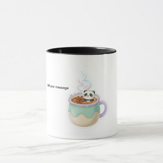 Cute Kawaii Panda in Tea Mug Illustration Mugg (Center)