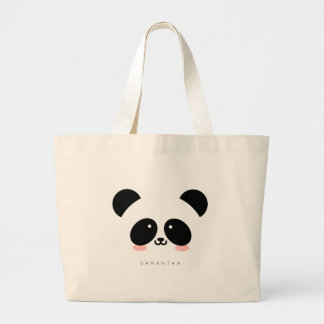 Cute Kawaii Panda | Lägg till din namnskylt Jumbo Tygkasse