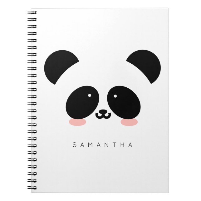 Cute Kawaii Panda| Lägg till ditt namn Anteckningsbok (Framsidan)