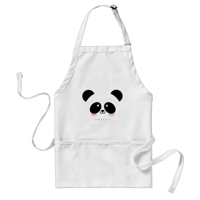 Cute Kawaii Panda| Lägg till ditt namn Förkläde (Framsidan)