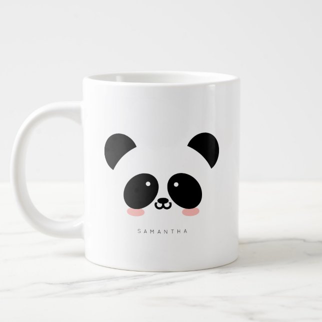 Cute Kawaii Panda| Lägg till ditt namn Jumbo Mugg (Vänster)