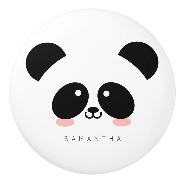 Cute Kawaii Panda| Lägg till ditt namn Knopp (Framsidan)