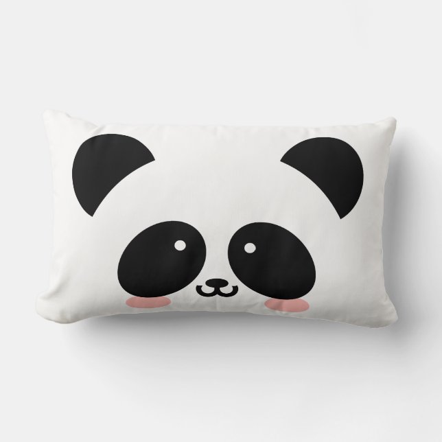 Cute Kawaii Panda| Lägg till ditt namn Lumbarkudde (Framsida)