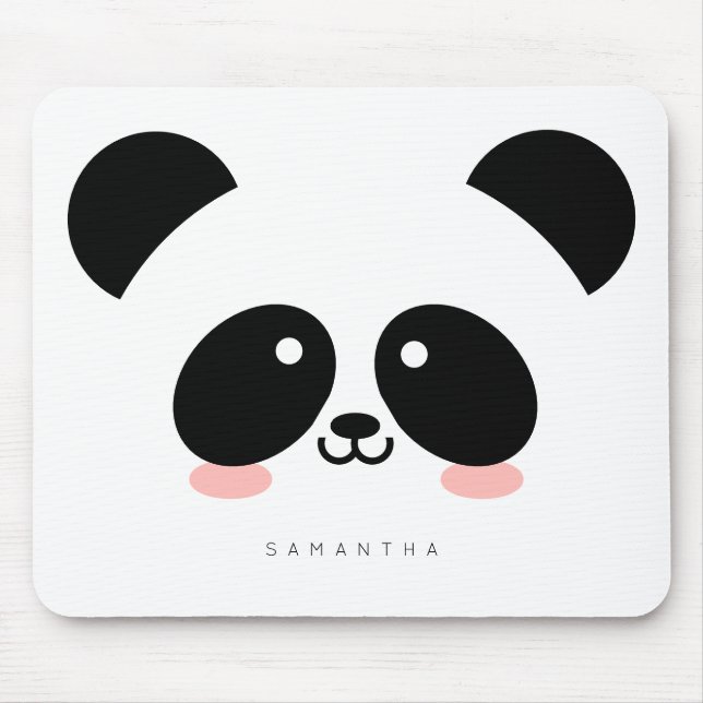 Cute Kawaii Panda| Lägg till ditt namn Musmatta (Framsidan)