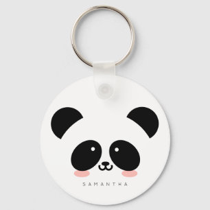Cute Kawaii Panda Lägg till ditt namn Nyckelring
