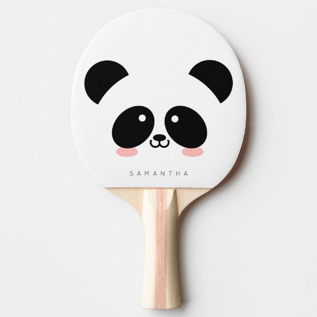 Cute Kawaii Panda| Lägg till ditt namn Pingisracket (Framsidan)