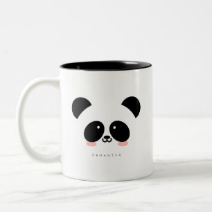 Cute Kawaii Panda Lägg till ditt namn Två-Tonad Mugg