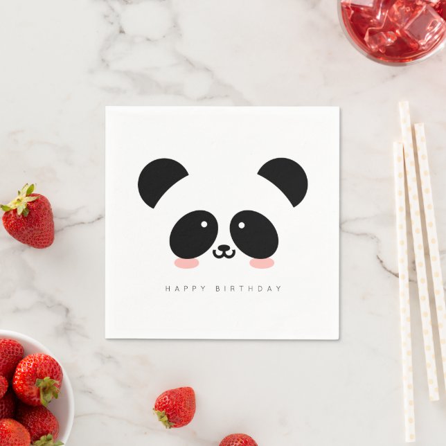 Cute Kawaii Panda Lägg till Hälsning Pappersservett (Insitu)