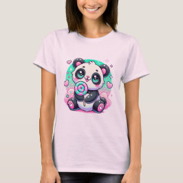 Cute Kawaii Panda Lollipop Graphic T-Shirt
