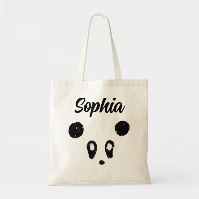 Cute Kawaii Panda Personlig Tote Bag lägg till ett Tygkasse (Framsidan)