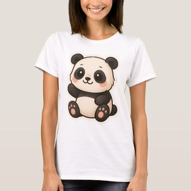 Cute Kawaii Panda T-Shirt (Framsida)