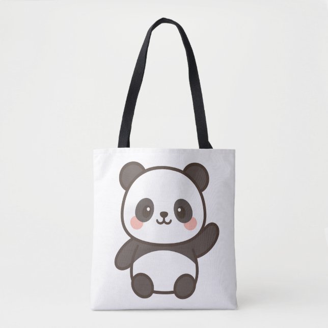 Cute Kawaii Panda Tote Bag 🐼 👜 Tygkasse (Framsida)