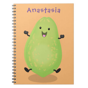 Cute kawaii papaya tass tass tecknad illustration anteckningsbok