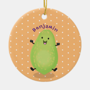 Cute kawaii papaya tass tass tecknad illustration julgransprydnad keramik