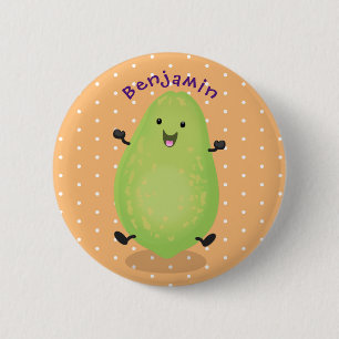 Cute kawaii papaya tass tass tecknad illustration knapp