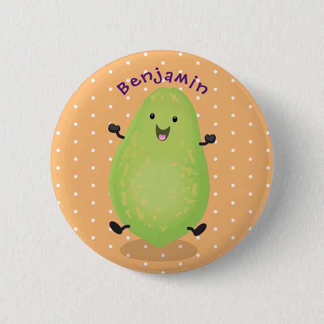 Cute kawaii papaya tass tass tecknad illustration knapp (Framsida)