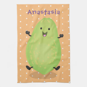 Cute kawaii papaya tass tass tecknad illustration kökshandduk