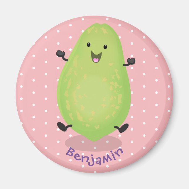 Cute kawaii papaya tass tass tecknad illustration magnet (Framsidan)