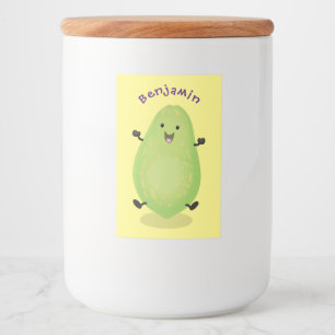 Cute kawaii papaya tass tass tecknad illustration mat etikett