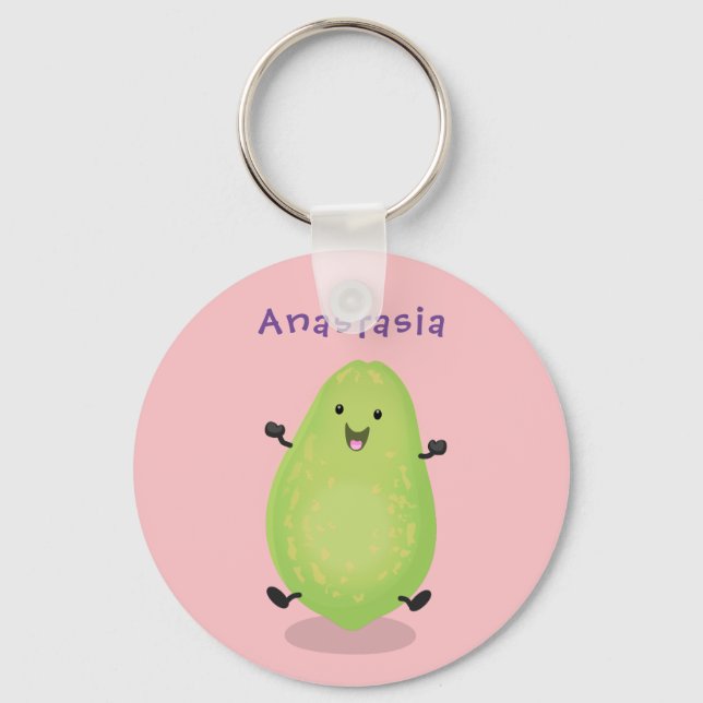 Cute kawaii papaya tass tass tecknad illustration nyckelring (Framsida)