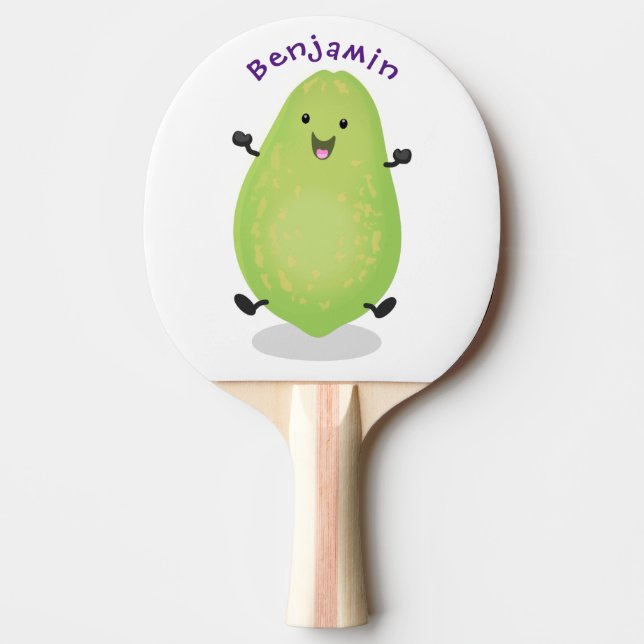 Cute kawaii papaya tass tass tecknad illustration pingisracket (Framsidan)