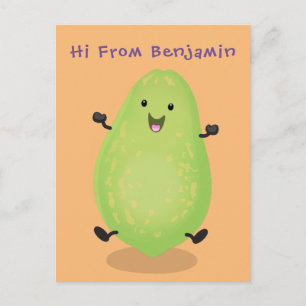 Cute kawaii papaya tass tass tecknad illustration vykort