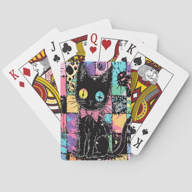 Cute Kawaii Pastel Goth Patchwork Gothic Creepy Casinokort (Baksidan)