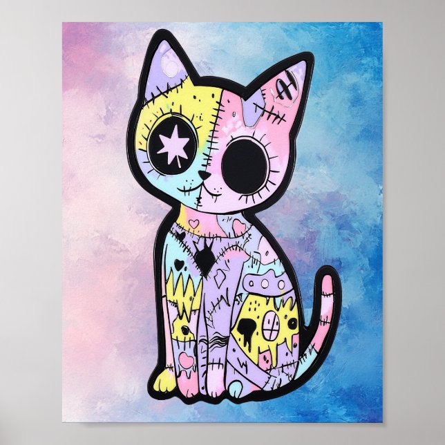 Cute Kawaii Pastel Goth Patchwork Gothic Creepy Poster (Framsidan)