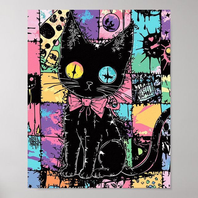 Cute Kawaii Pastel Goth Patchwork Gothic Creepy Poster (Framsidan)