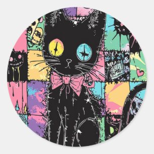 Cute Kawaii Pastel Goth Patchwork Gothic Creepy Runt Klistermärke