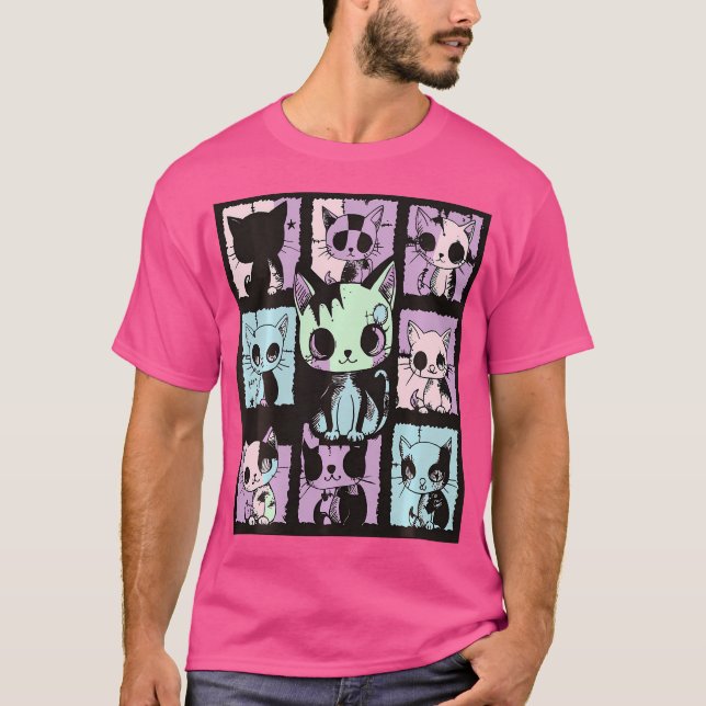 Cute Kawaii Pastel Goth Patchwork Gothic Graphic C T Shirt (Framsida)
