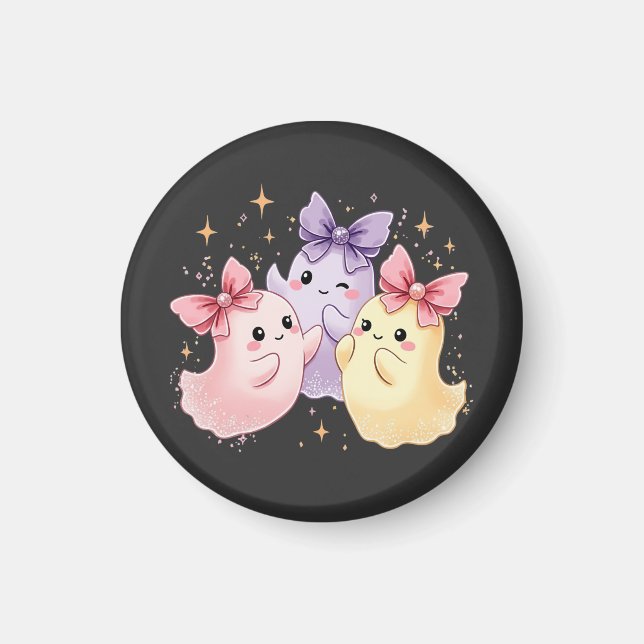 Cute Kawaii Pastel Spöken med Sparkly Bows Magnet (Framsidan)