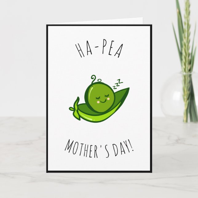 Cute Kawaii Pea Funny Pun Say Mors dag Kärlek Helgkort (Framsida)