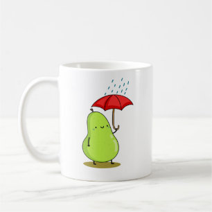 Cute Kawaii Pear med paraply Kaffemugg