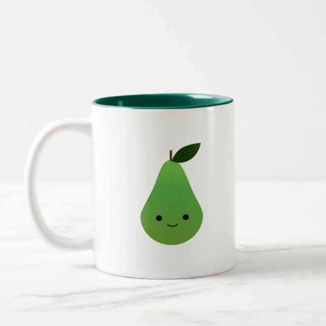 Cute Kawaii Pear Två-Tonad Mugg (Vänster)