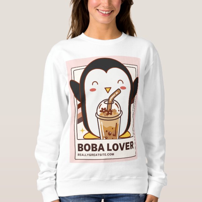 Cute Kawaii Penguin Boba Älskare T Shirt (Framsida)