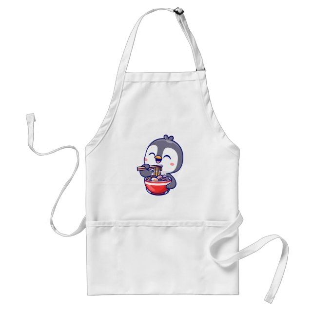 Cute Kawaii Penguin Eating Ramen Bowl Förkläde (Framsidan)