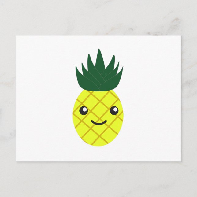 Cute Kawaii Pineapple Helg Vykort (Framsida)