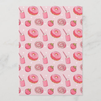 Cute Kawaii Pink Aesthetic Foods Seamless Pattern Inbjudningar