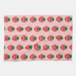 Cute Kawaii Pink Strawberry Character Kökshandduk