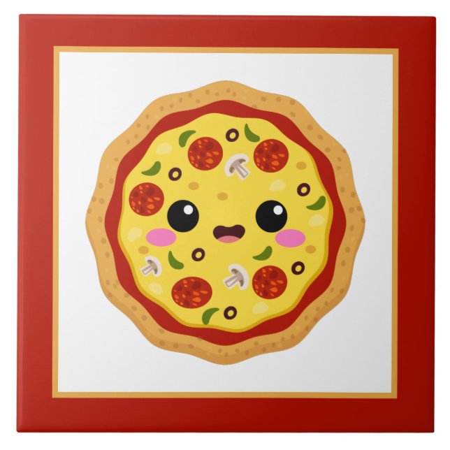 Cute Kawaii pizza älskare home business Craft Kakelplatta (Framsidan)