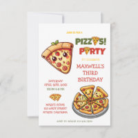 Cute Kawaii Pizza Party barns födelsedag