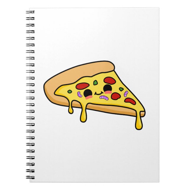Cute Kawaii Pizza Slice Anteckningsbok (Framsidan)