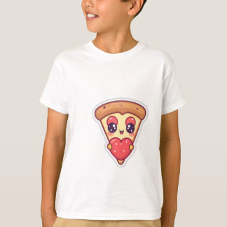 Cute Kawaii Pizza Slice Holding a Heart T Shirt